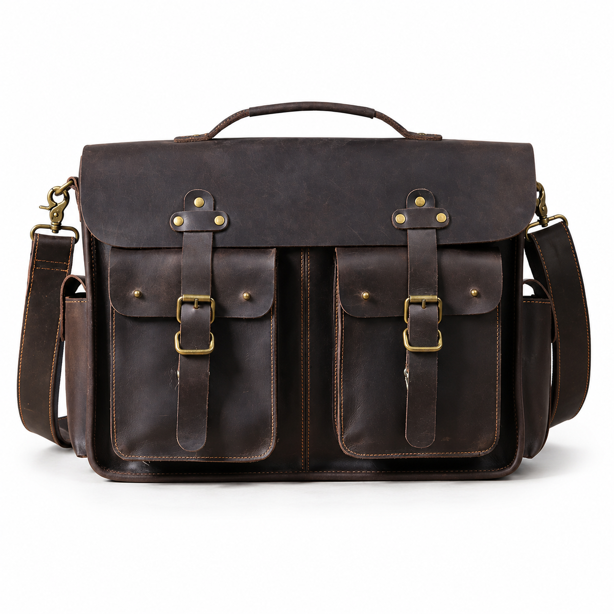 Vintage Dokumentveske i Ekte Crazy Horse-skinn – 16” Laptopveske til Herre