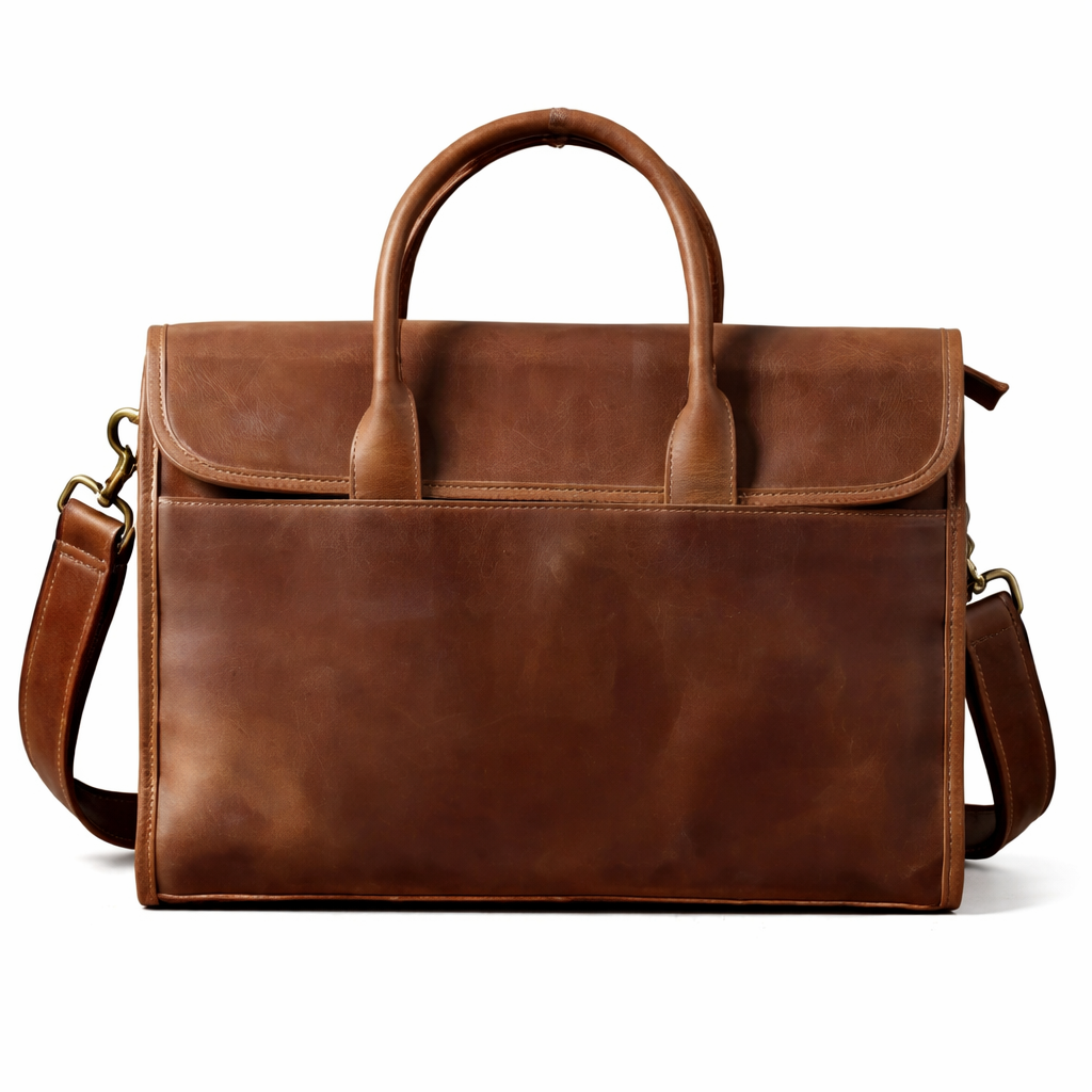 Vintage Skinnveske for Menn i Ekte Crazy Horse-Lær – 14" Laptopveske & Messenger Bag i Kuskinn