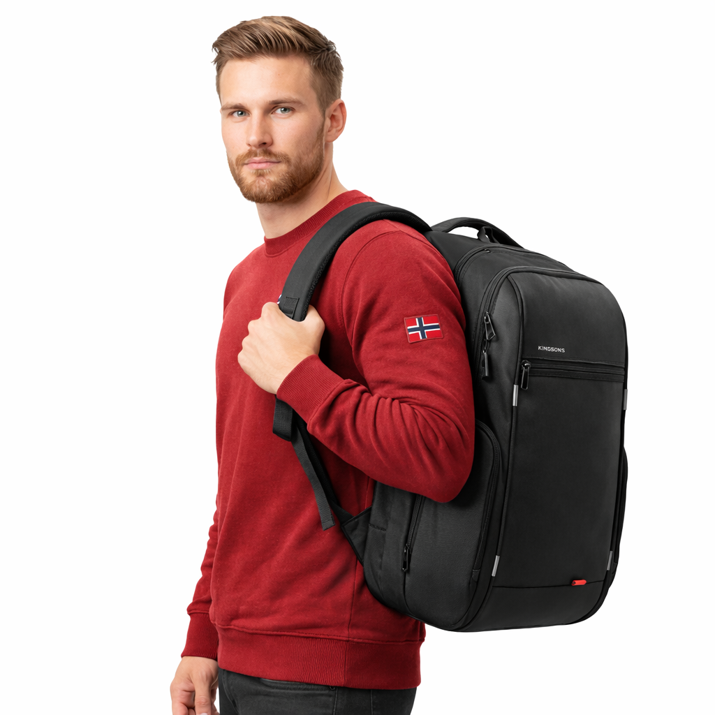 Laptop Ryggsekk 15”–17” for Menn – Anti-tyveri & USB-lading | Moderne Reise- og Skolesekk