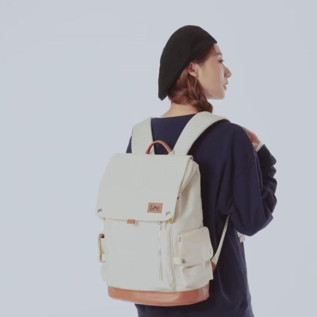 Stilig Flip-Top Ryggsekk i Skinnlook – Stor Kapasitet til Laptop, Jobb, Skole og Reise