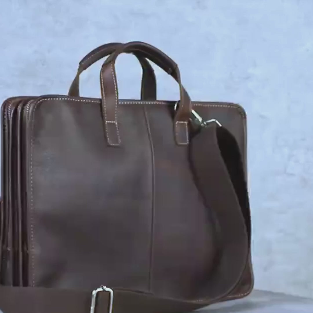 Skinnveske til Laptop 16" – Elegant Businessveske i Ekte Skinn