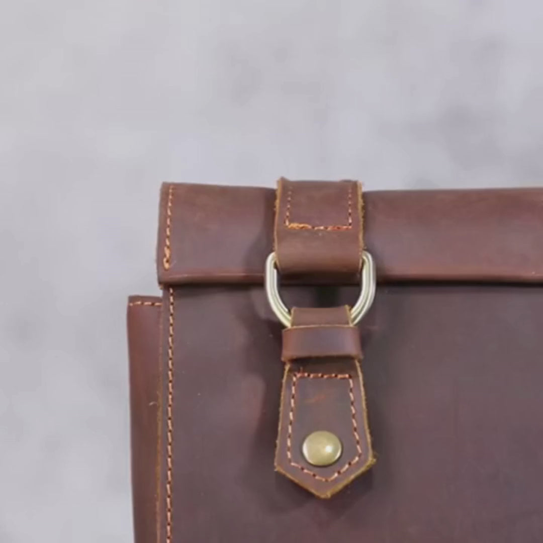 Vintage Ryggsekk i Ekte Skinn – Laptopsekk 14" for Reise, Jobb og Hverdag