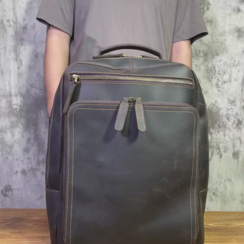Vintage Laptopryggsekk i Ekte Skinn – Top Grain Cowhide Business Sekk