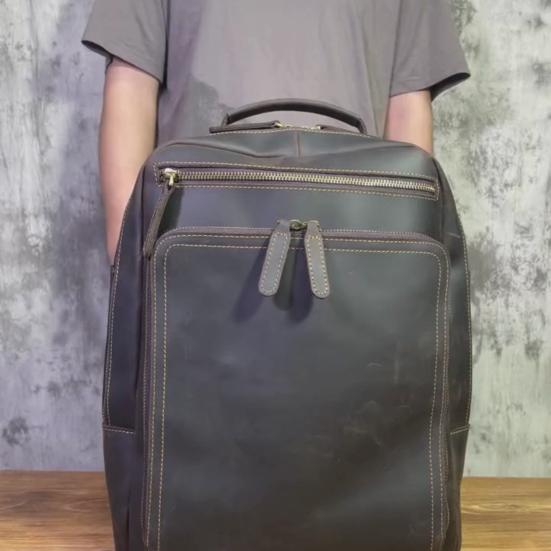 Vintage Laptopryggsekk i Ekte Skinn – Top Grain Cowhide Business Sekk