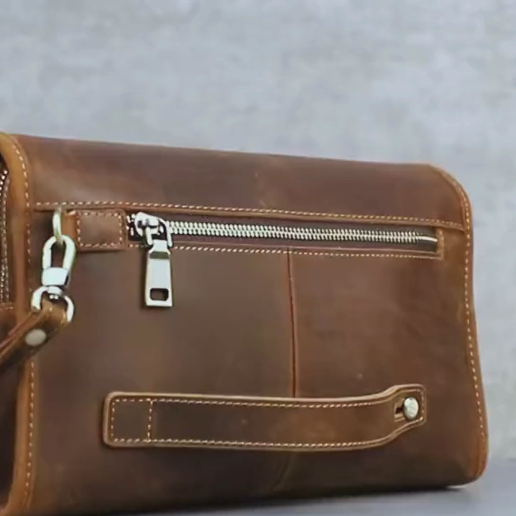 Skinn Clutch med Kodelås – Elegant Lommebok/Veske for Herre
